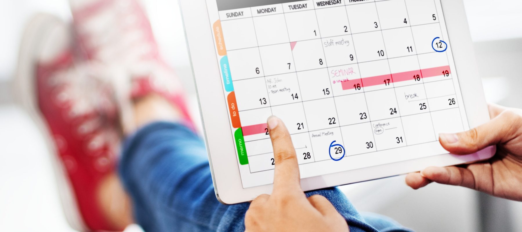 Agenda showing on a digital tablet